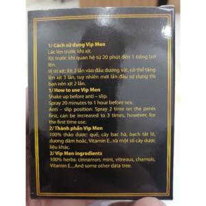 Chai Xịt Vip Men Kéo Dài Quan Hệ 10ML 11 Thông tin chai xịt Vip Men