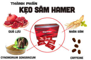 Kẹo Sâm Hamer USA 32 Viên 10 thành phần kẹo sâm Hamer