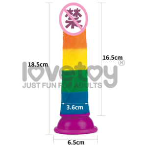 Dương Vật Giả Dính Tường LoveToy Không Bìu Cầu Vòng 11 kích thước dương vật giả cao cấp Lovetoy Prider