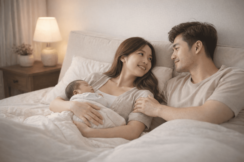 Vợ chồng trẻ bên em bé sơ sinh cùng tìm hiểu sau sinh bao lâu thì được quan hệ an toàn cho phụ nữ